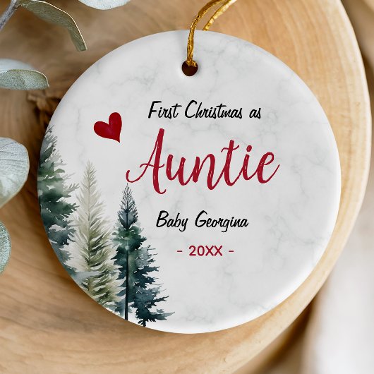 Cute first Christmas as auntie red heart Keramisch Ornament