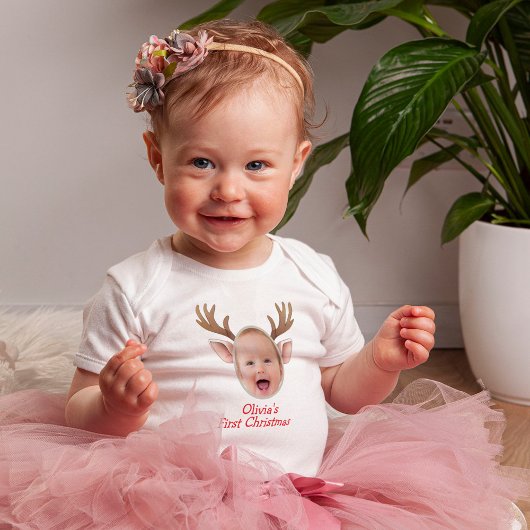 Cute First Christmas Baby Reindeer Romper