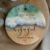 Cute first Christmas engaged coastal beach Keramisch Ornament