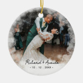 Cute first Christmas engaged faded photo Keramisch Ornament (Voorkant)