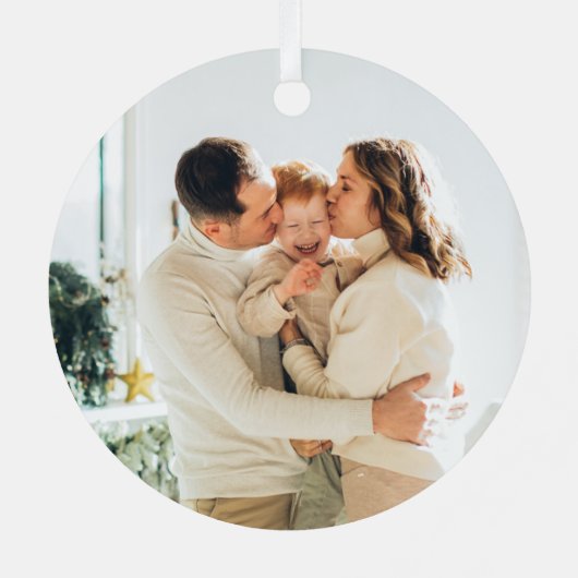 Cute First Christmas In Our New Home Family Photo Metalen Ornament (Achterkant)