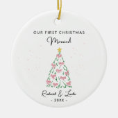 Cute first Christmas married coquette tree photo Keramisch Ornament (Voorkant)
