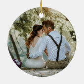 Cute first Christmas married coquette tree photo Keramisch Ornament (Achterkant)
