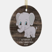 Cute First Kerstfeest Elephant Boy Baby's Keramisch Ornament (Rechts)