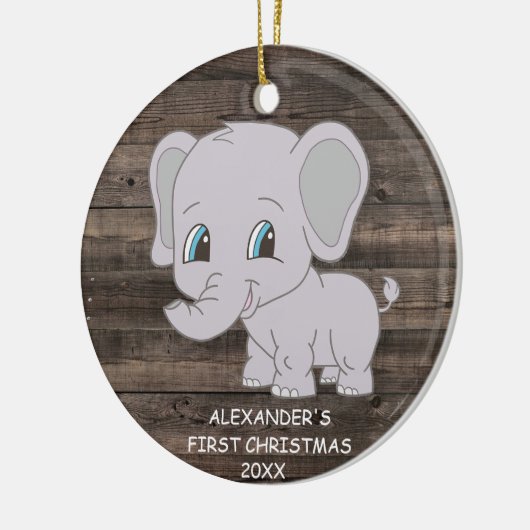 Cute First Kerstfeest Elephant Boy Baby's Keramisch Ornament (Links)