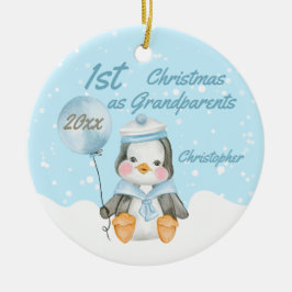 Cute First Kerstman Baby Penguin Grandouders Keramisch Ornament