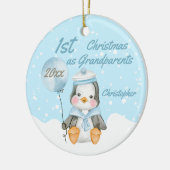 Cute First Kerstman Baby Penguin Grandouders Keramisch Ornament (Links)