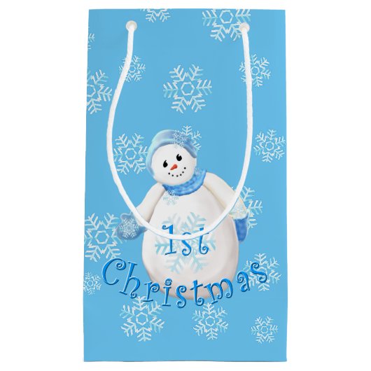Cute First Kerstman Snowman Klein Cadeauzakje (Voorkant)