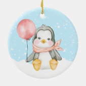 Cute First Kerstmis Penguin Grandouders Pink Keramisch Ornament (Achterkant)