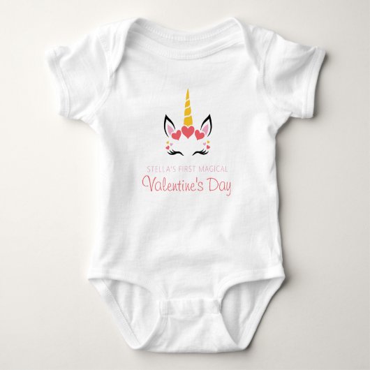 Cute First Magical Unicorn Valentine's Day Romper (Voorkant)