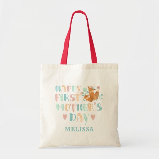 Cute First Moederdag Boho Chic Custom Tote Bag (Voorkant)