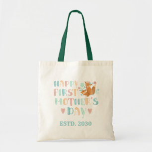 Cute First Moederdag Boho Typography Personalize Tote Bag