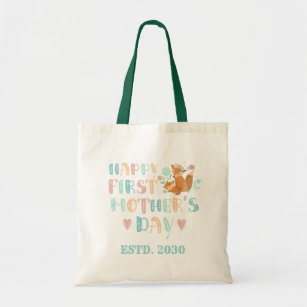 Cute First Moederdag Boho Typography Personalize Tote Bag