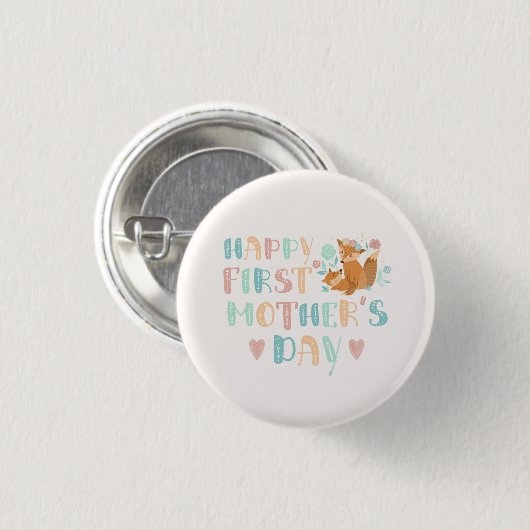 Cute First Moederdag Boho Typography Ronde Button 3,2 Cm (Voorkant /achterkant)