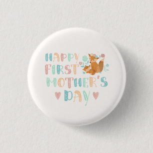 Cute First Moederdag Boho Typography Ronde Button 3,2 Cm