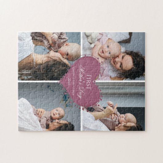 Cute First Moederdag Cadeau | Fotocollage Legpuzzel (Horizontaal)