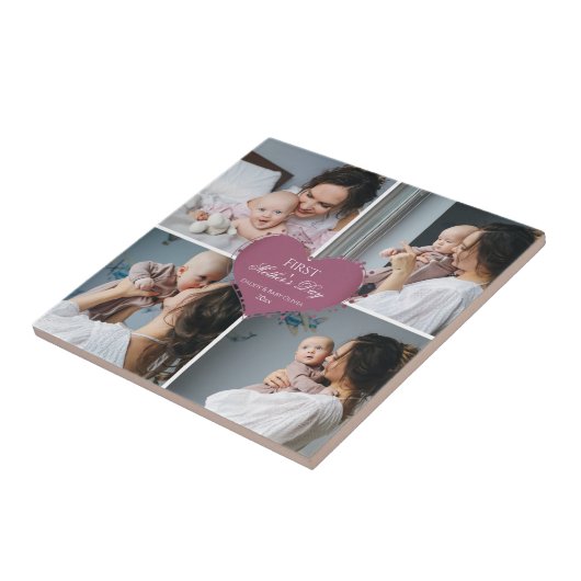 Cute First Moederdag Cadeau | Fotocollage Tegeltje (Zijkant)