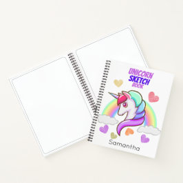 Cute First Name Rainbow Hearts Unicorn Sketch Notitieboek