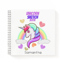 Cute First Name Rainbow Hearts Unicorn Sketch