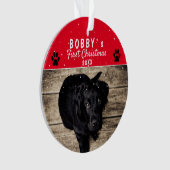 Cute First Puppy Kerstmis Paw Red Dog Foto Ornament (voorkant)