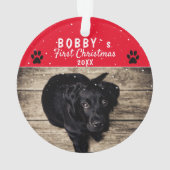 Cute First Puppy Kerstmis Paw Red Dog Foto Ornament (achterkant)
