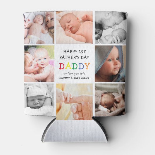 Cute First Vaderdag papa | Fotocollage Blikjeskoeler (Voorkant)