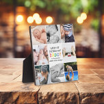 Cute First Vaderdag papa | Fotocollage Fotoplaat<br><div class="desc">Creëer je eigen speciale eersteklas vaders dag cadeau met deze schattige fotocollage plaque. Met 8 vierkante foto's en de tekst 'Happy 1st Vaderdag', het woord DADDY in heldere, kleurrijke letters, want we houden van je veel berichten en namen. Het maakt een prachtig cadeautje voor het gezin voor eeuwig om te...</div>