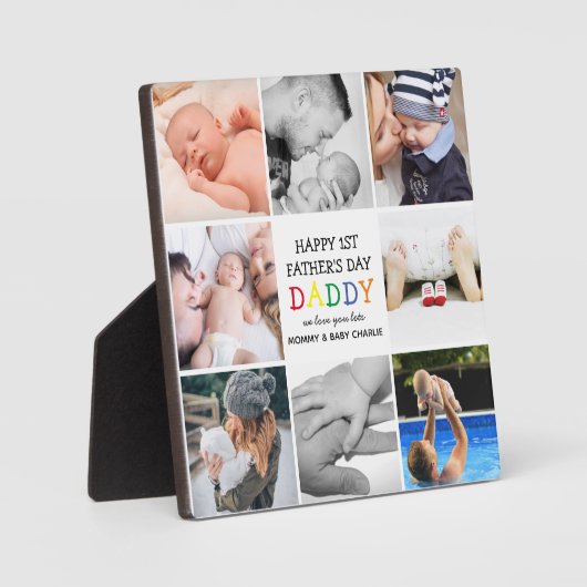 Cute First Vaderdag papa | Fotocollage Fotoplaat (Voorkant)