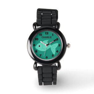 Cute Fish aangepaste monogram-horloges Horloge