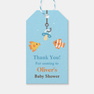 Cute Fish Bait Vist Baby shower Gift Labels Cadeaulabel