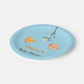 Cute Fish Bait Vist de levering van Baby shower Papieren Bordje (Gekanteld)