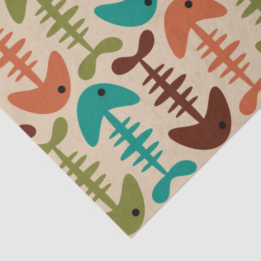 Cute Fish Bone Patroon Tissuepapier (Detail)
