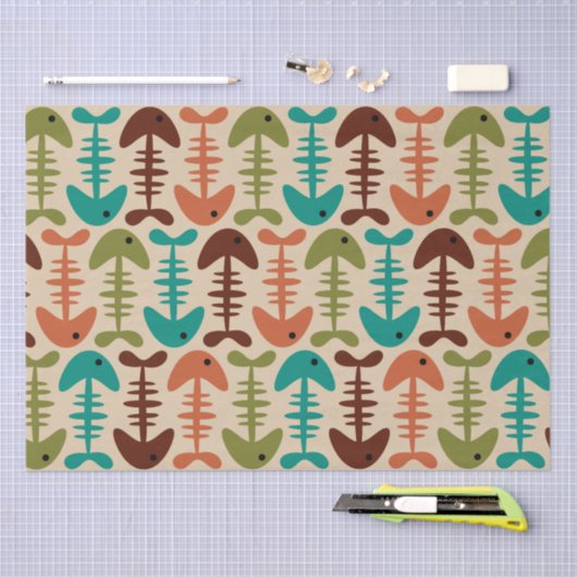 Cute Fish Bone Patroon Tissuepapier (Craft)