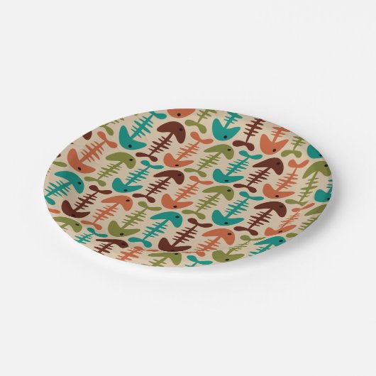 Cute Fish Bone Retro Modern Pattern Papieren Bordje (Gekanteld)