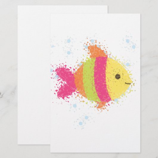 Cute Fish Cartoon Briefpapier (Voorkant / Achterkant)