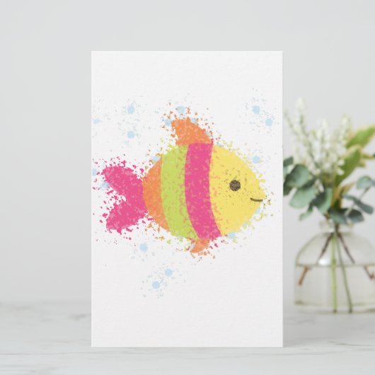 Cute Fish Cartoon Briefpapier (Staand voorkant)