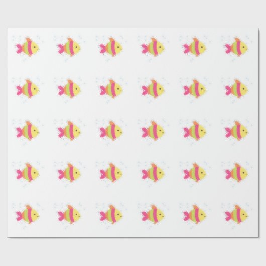 Cute Fish Cartoon Cadeaupapier (Vlak)