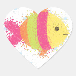 Cute Fish Cartoon Hart Sticker