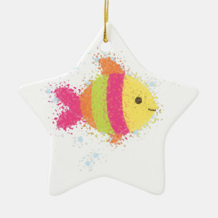 Cute Fish Cartoon Keramisch Ornament