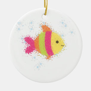 Cute Fish Cartoon Keramisch Ornament