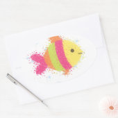 Cute Fish Cartoon Ovale Sticker (Envelop)