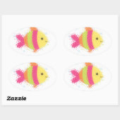 Cute Fish Cartoon Ovale Sticker (Vel)