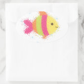 Cute Fish Cartoon Ovale Sticker (Tas)
