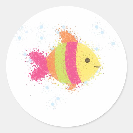 Cute Fish Cartoon Ronde Sticker (Voorkant)