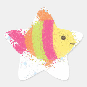 Cute Fish Cartoon Ster Sticker