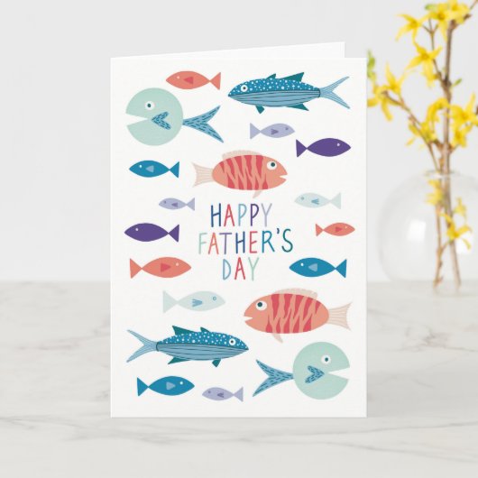 Cute Fish Happy Vaderdag Kaart (Gele Bloem)