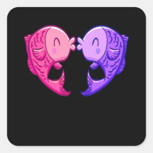 Cute Fish Kissishorst Heart Aquarium Aquarist Vierkante Sticker