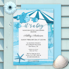 Cute Fish Nautical Baby shower Invitation Kaart