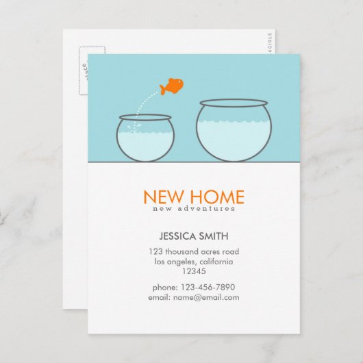 Cute Fish New Home Funny Briefkaarten (Voorkant / Achterkant)