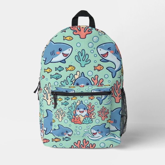 Cute Fish Ocean Rugzak – Pastel Patroon (Voorkant)